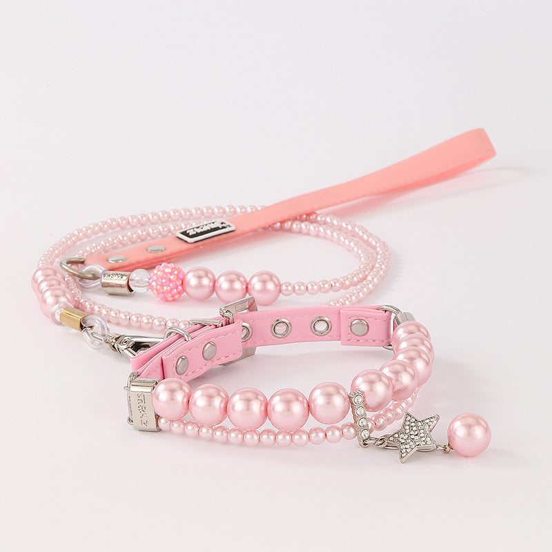 Luxury Pearl Pet Collar and Leash Set – Elegant & Lightweight