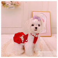 Red Sequin Pearl Dog Dress ? Luxury Holiday & Wedding Pet Gown