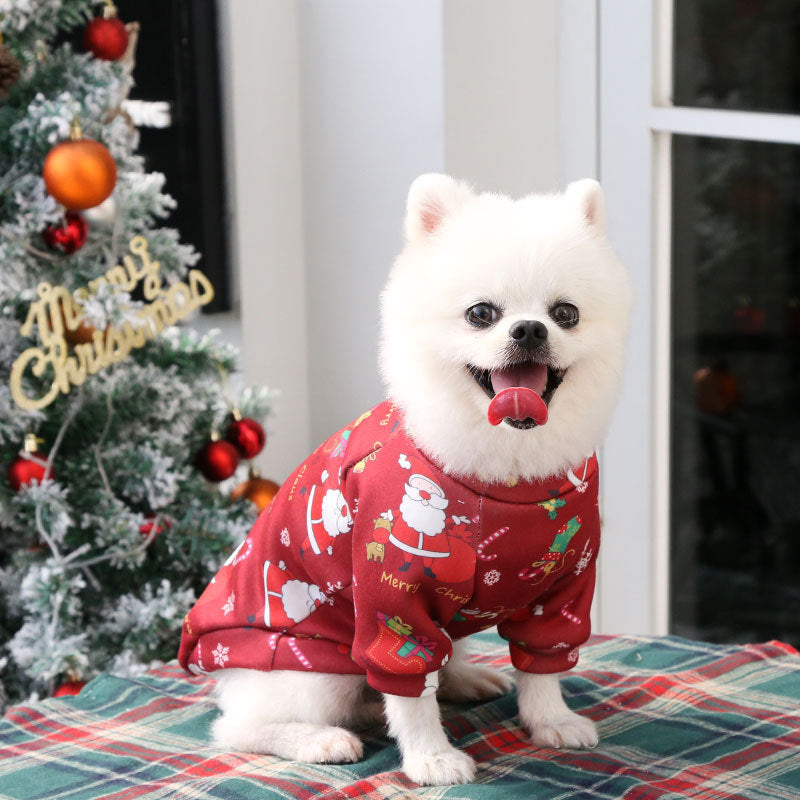 Dog & Cat Christmas Pullover • Warm Fleece, Santa Print