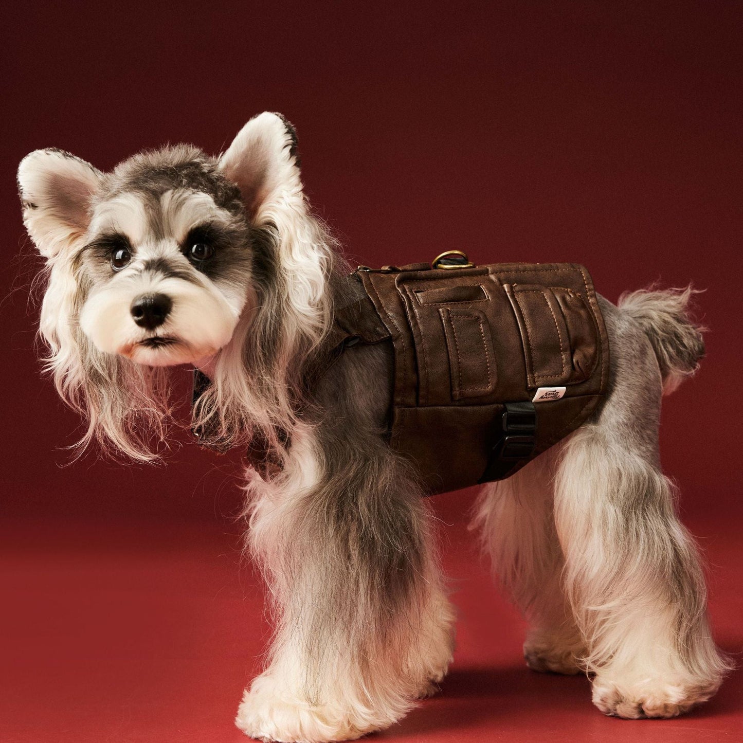 Vintage Dog Faux Leather & Utility Pockets