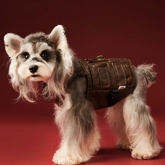 Vintage Dog Faux Leather & Utility Pockets