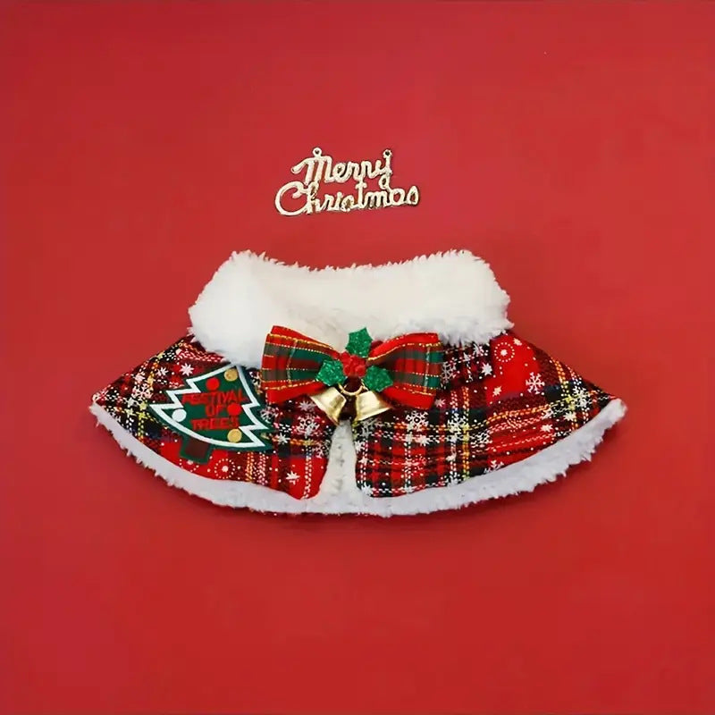 Dog & Cat Christmas Collar Cape • Sherpa Lined & Bells