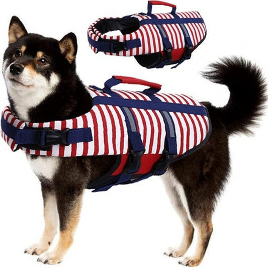 Dog Life Jacket – Striped Design with Safety Handle