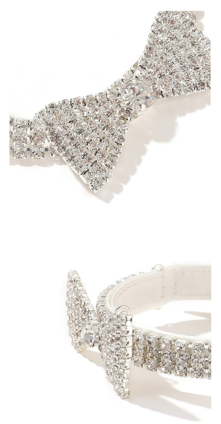 Crystal Bow Glam Pet Collar For Dog