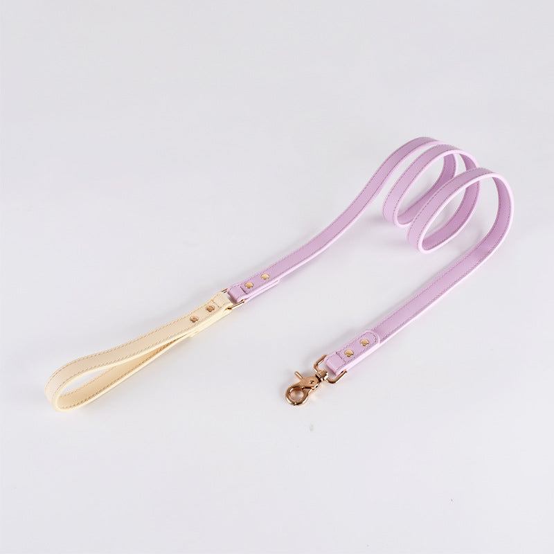 Luxury Two-Layer Cowhide Dog Leash – Comfortable Handle, Gold Hardware 4 Colors