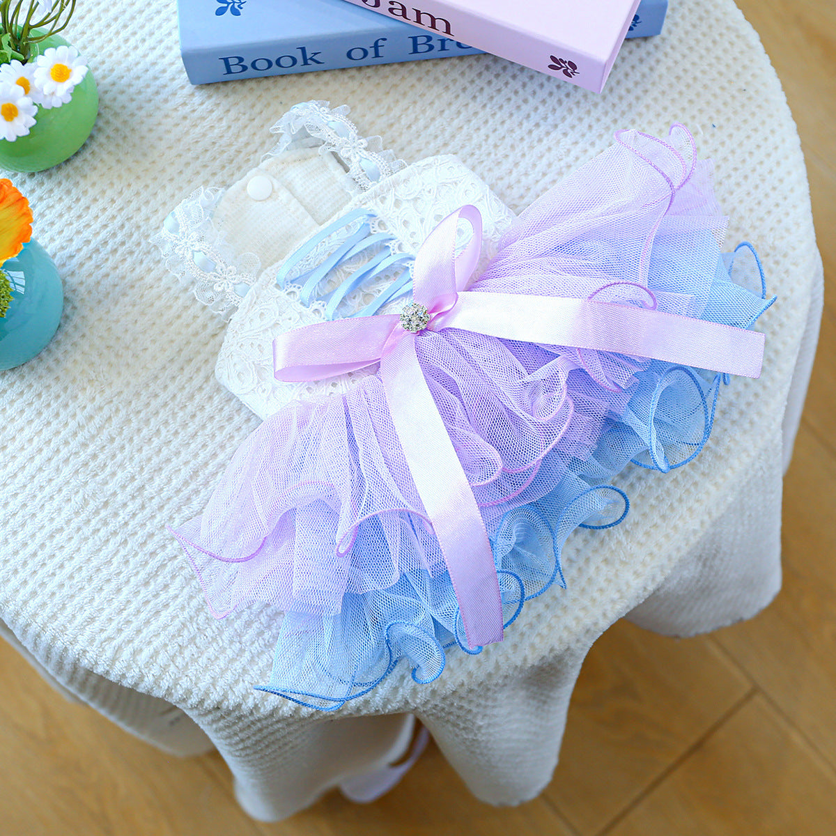 Dog Tutu Dress with Lace Corset & Ombre Tulle Skirt