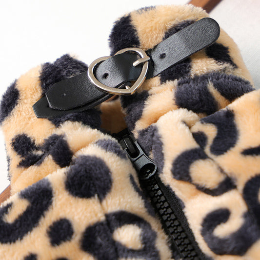 Leopard Plush Dog jacket