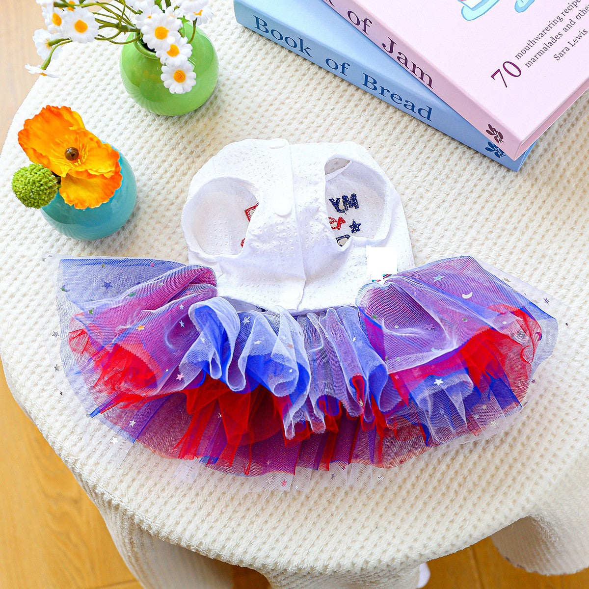 4th of July Dog Dress – Tulle Skirt & Patriotic Print