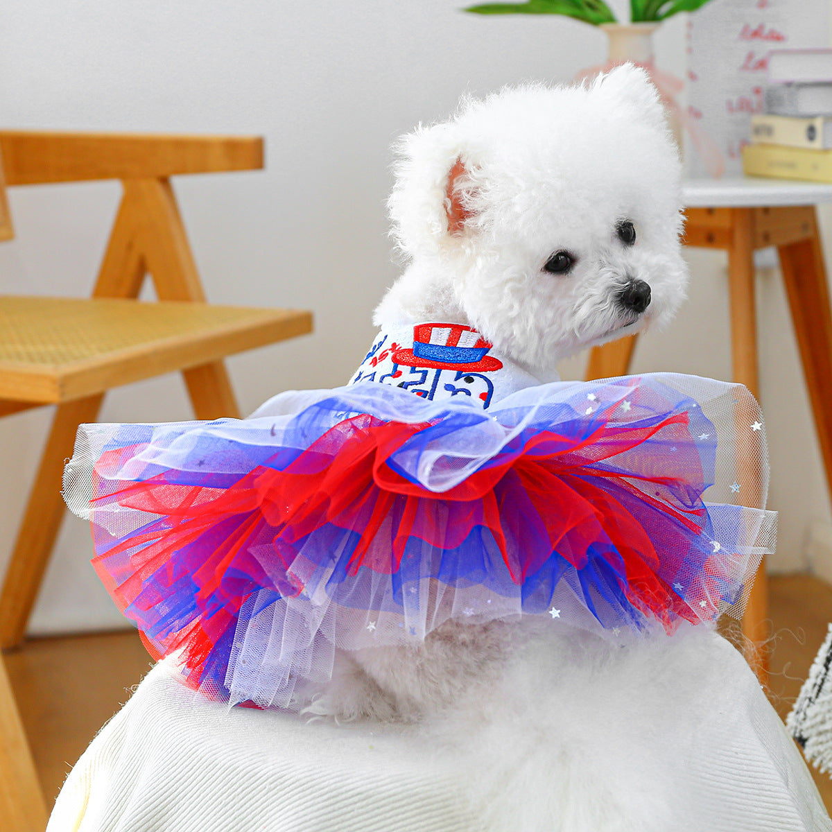 4th of July Dog Dress – Tulle Skirt & Patriotic Print