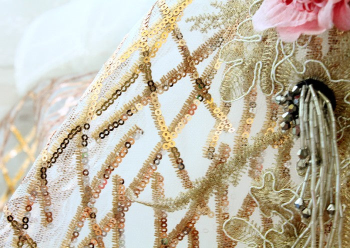 Exquisite Gold Silver Sequin Pet Gown Luxurious Dog Princess Dress - Purrfect Pet Kingdom