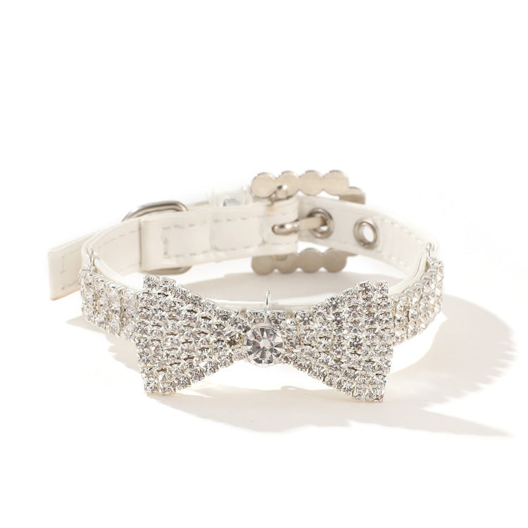 Crystal Bow Glam Pet Collar For Dog