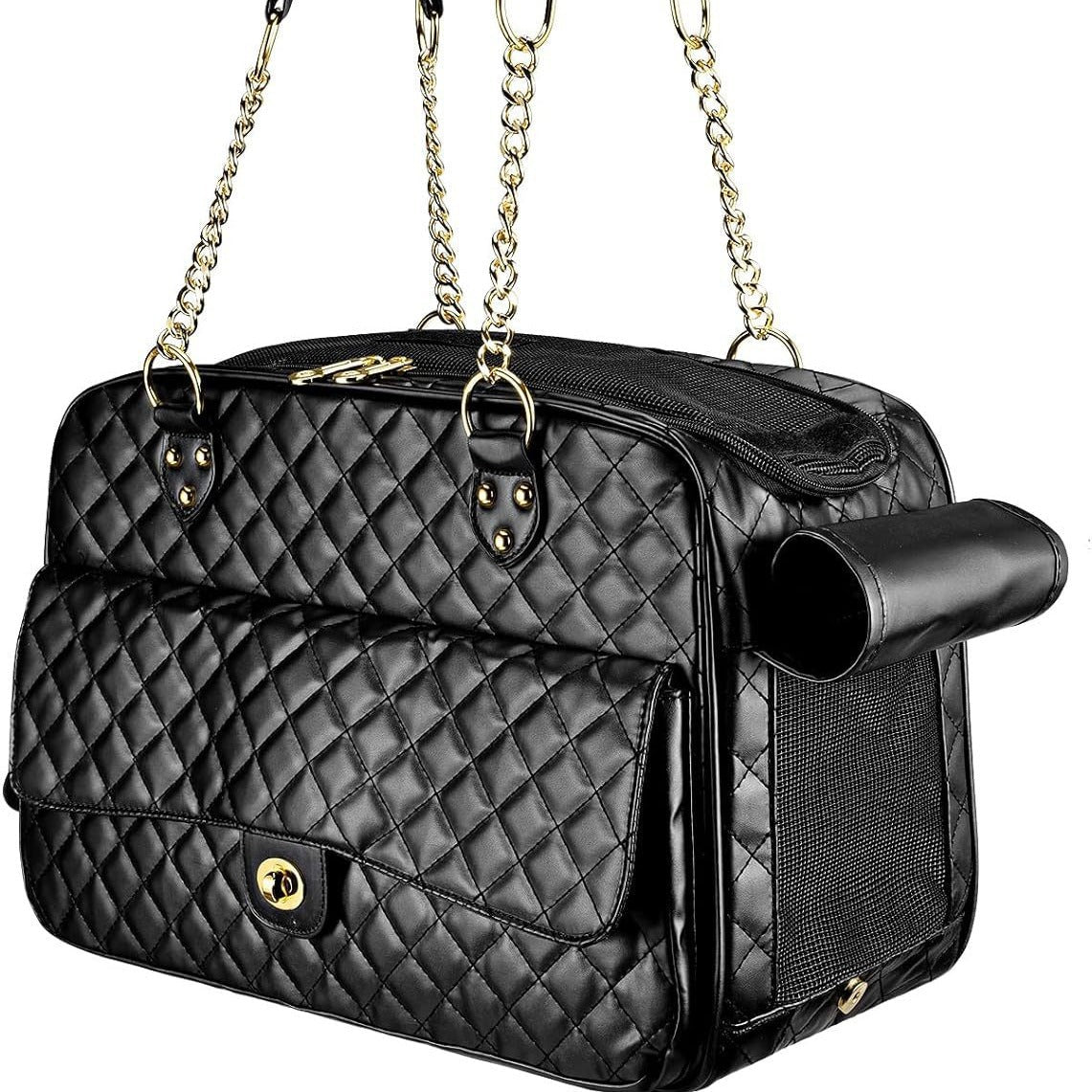 Luxury Quilted PU Leather Pet Carrier 👜