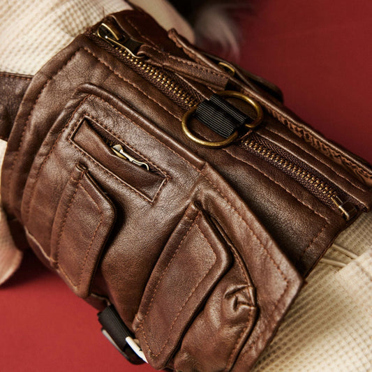 Vintage Dog Faux Leather & Utility Pockets