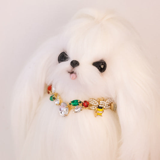 Dog Necklace Gem – Adjustable Gold Chain