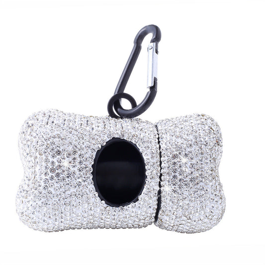 Bling Dog Poop Bag Holder – Crystal Bone Dispenser