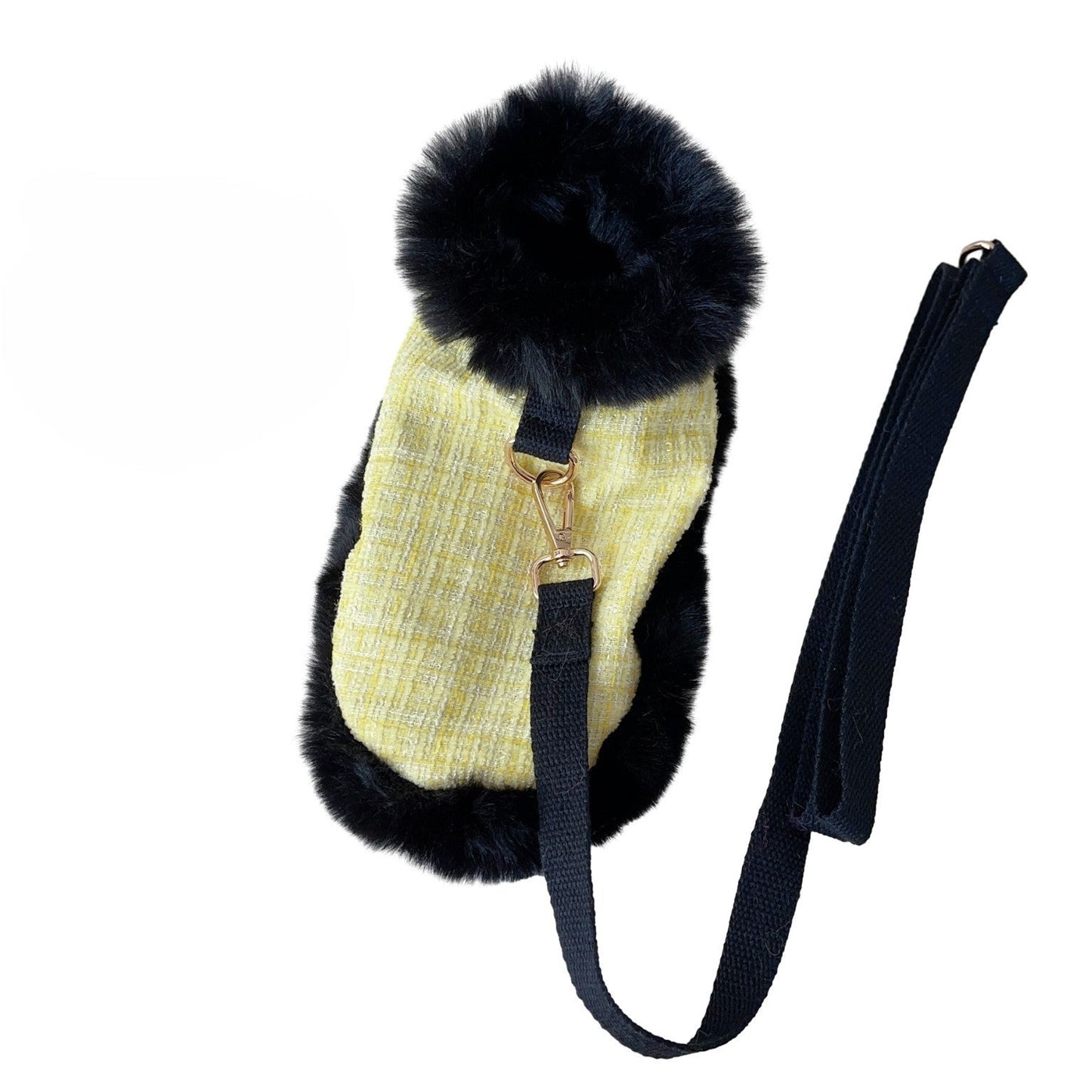 Dog cape+leash sets yellow tweed (no hat)