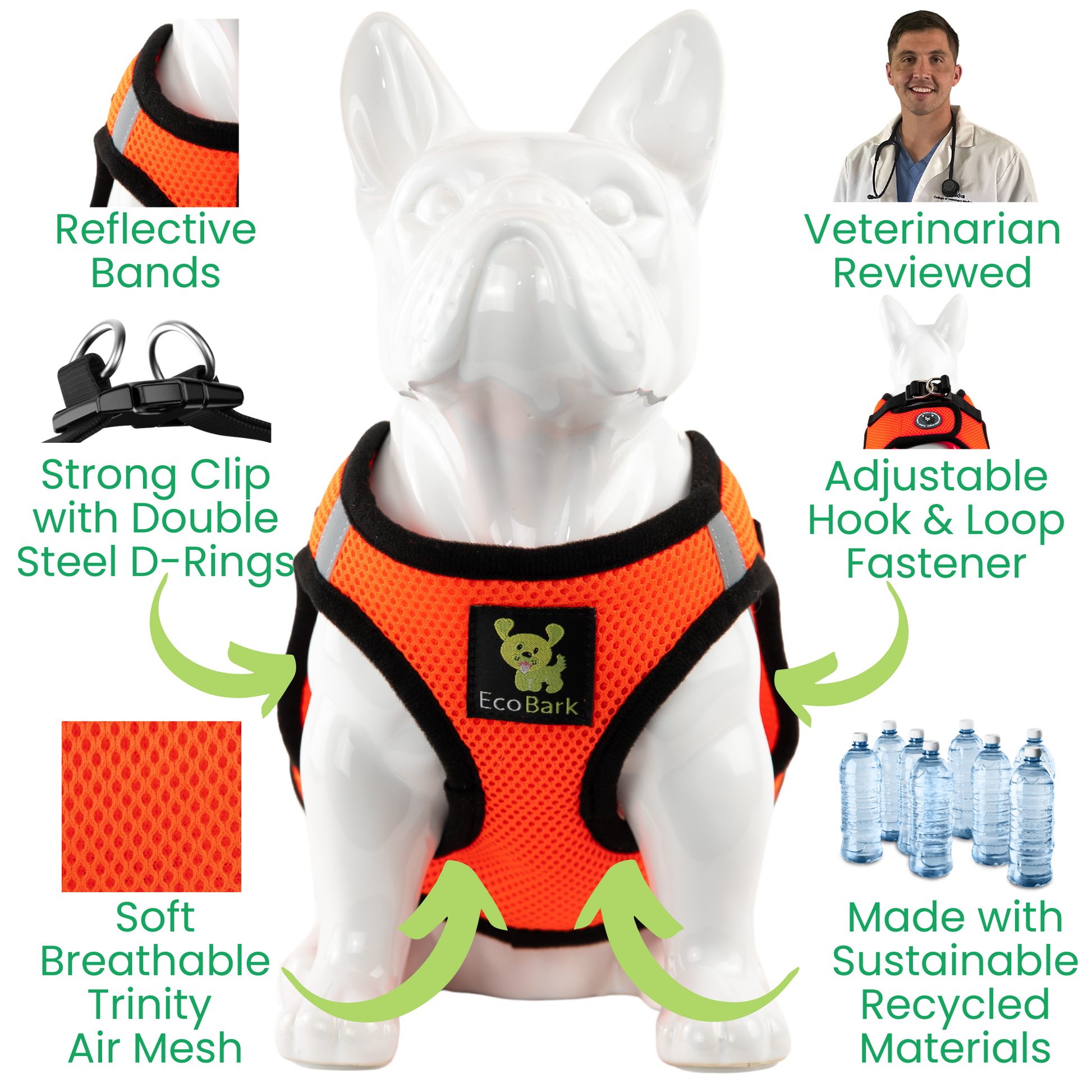 Dog Harness EcoBark Step In Harness XXXS to Small Breeds- - close up product image for dog harness