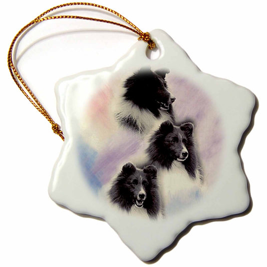 3dRose Dogs Sheltie/Shetland Sheepdog - Black Sheltie - Ornaments (ORN_1050)