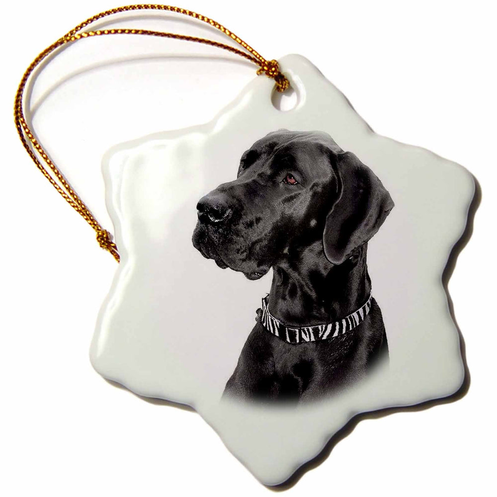 3dRose Dogs Great Dane - Black Great Dane - Ornaments (ORN_1054)
