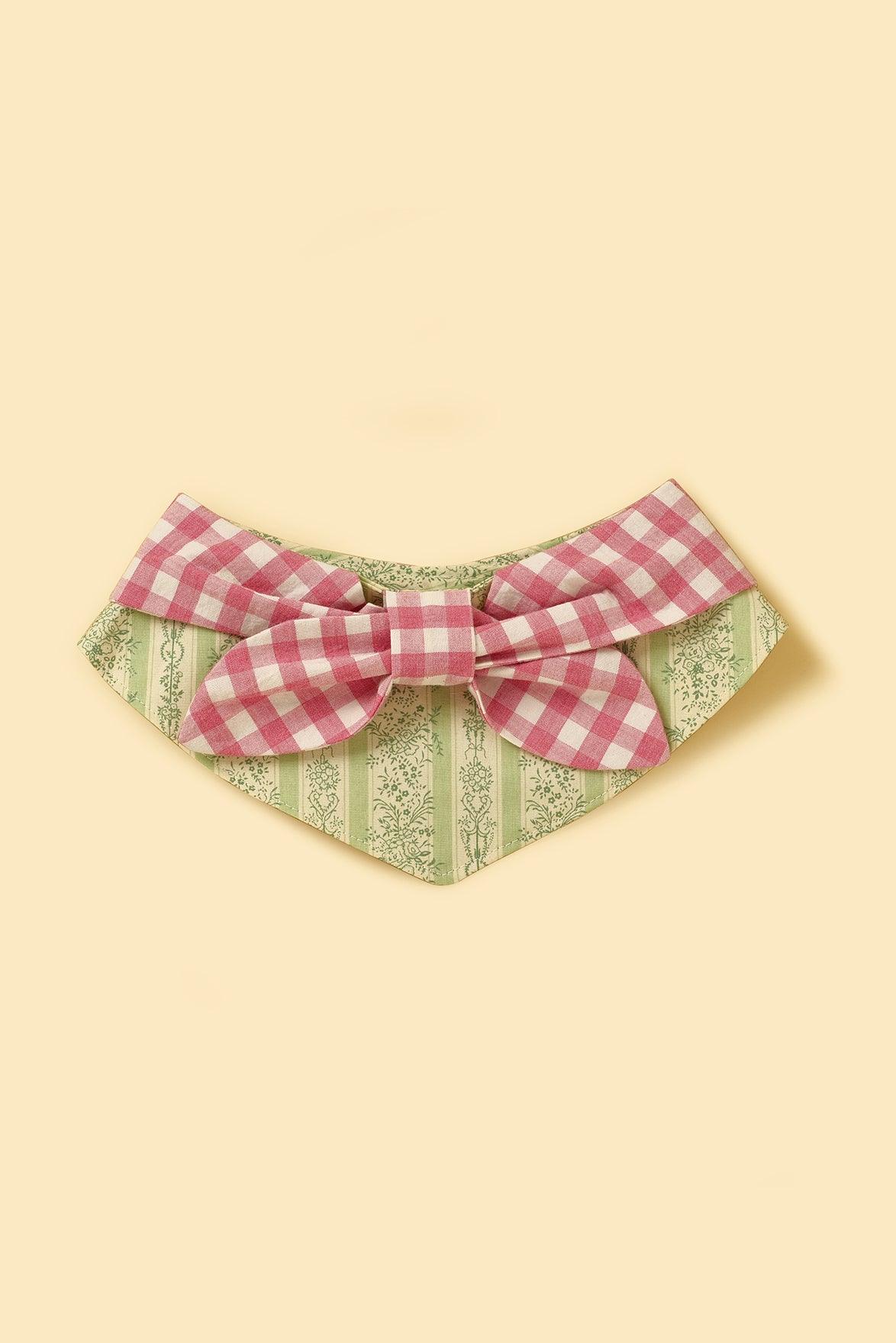 Picnic Bliss Floral Gingham Print Bandana - Dog Bandana - BarkBarkBaby - 2XS (8 - 9.5‘’) - sku - 42871765598347