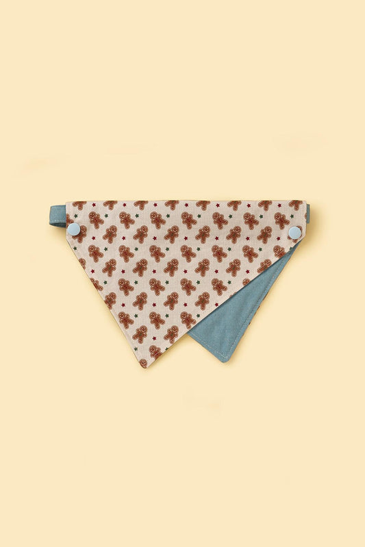 Gingerbread Man Joy Handmade Bandana - BarkBarkBaby - XS (8 - 9.5'') - sku - 42893950713995