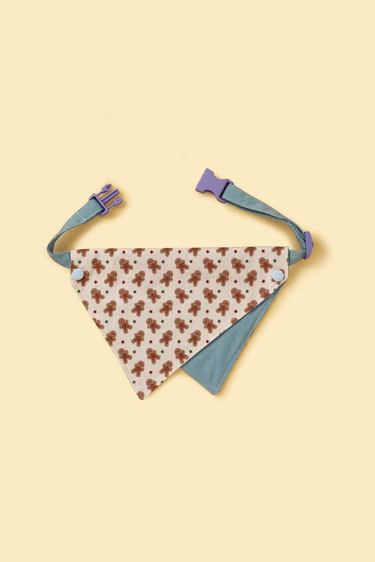 Gingerbread Man Joy Handmade Bandana - BarkBarkBaby