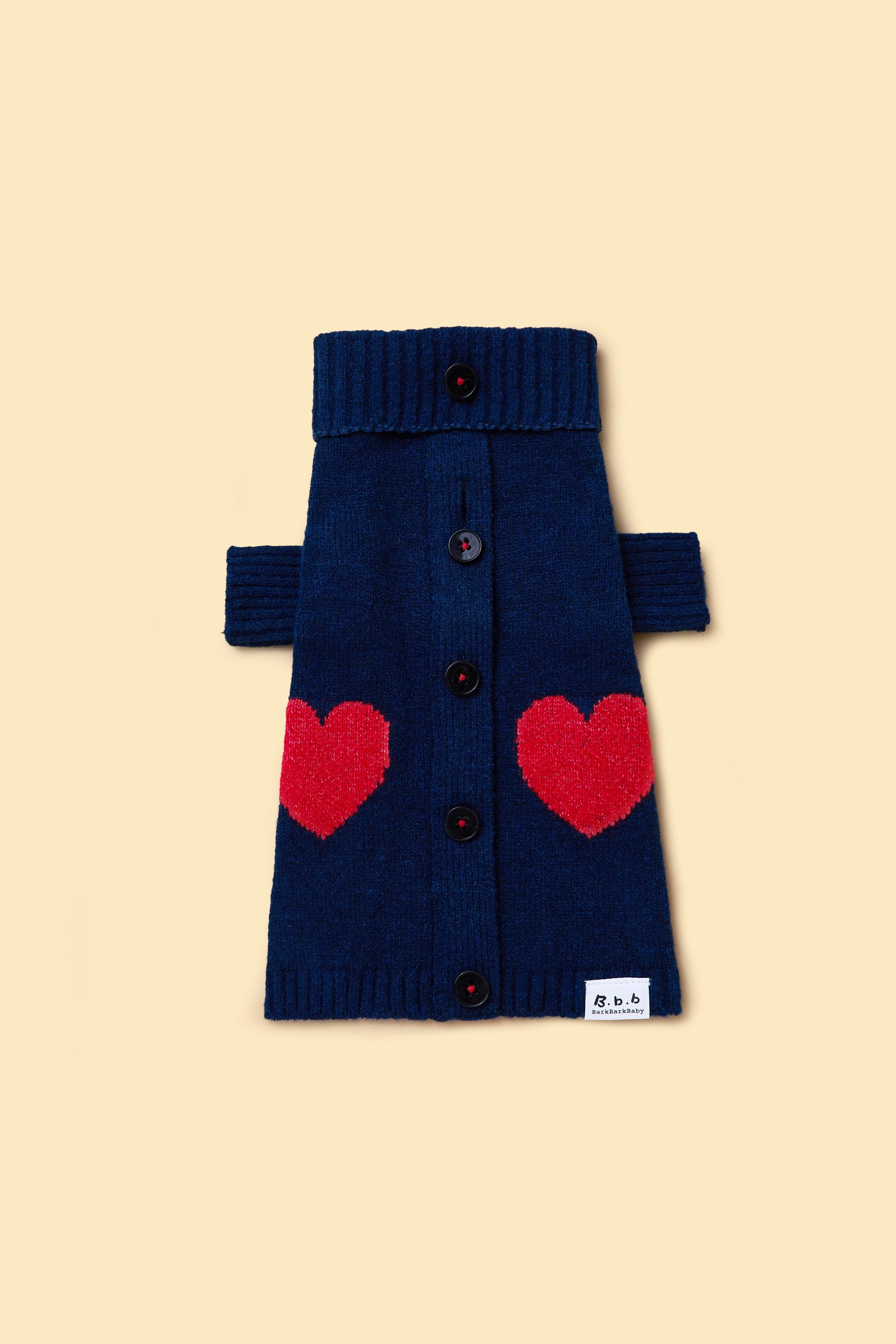Heart to Heart Button - Up Cardigan Sweater - Dog Sweater - BarkBarkBaby - 2XS - sku - 43029658468491