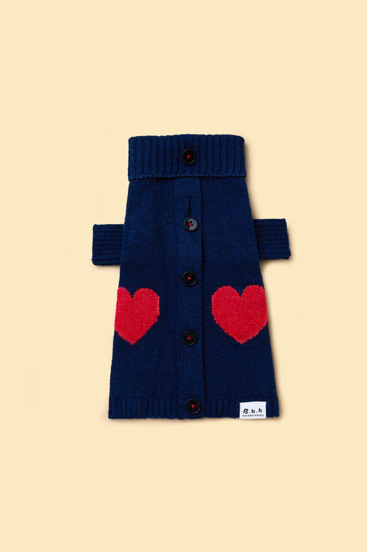 Heart to Heart Button - Up Cardigan Sweater - Dog Sweater - BarkBarkBaby - 2XS - sku - 43029658468491