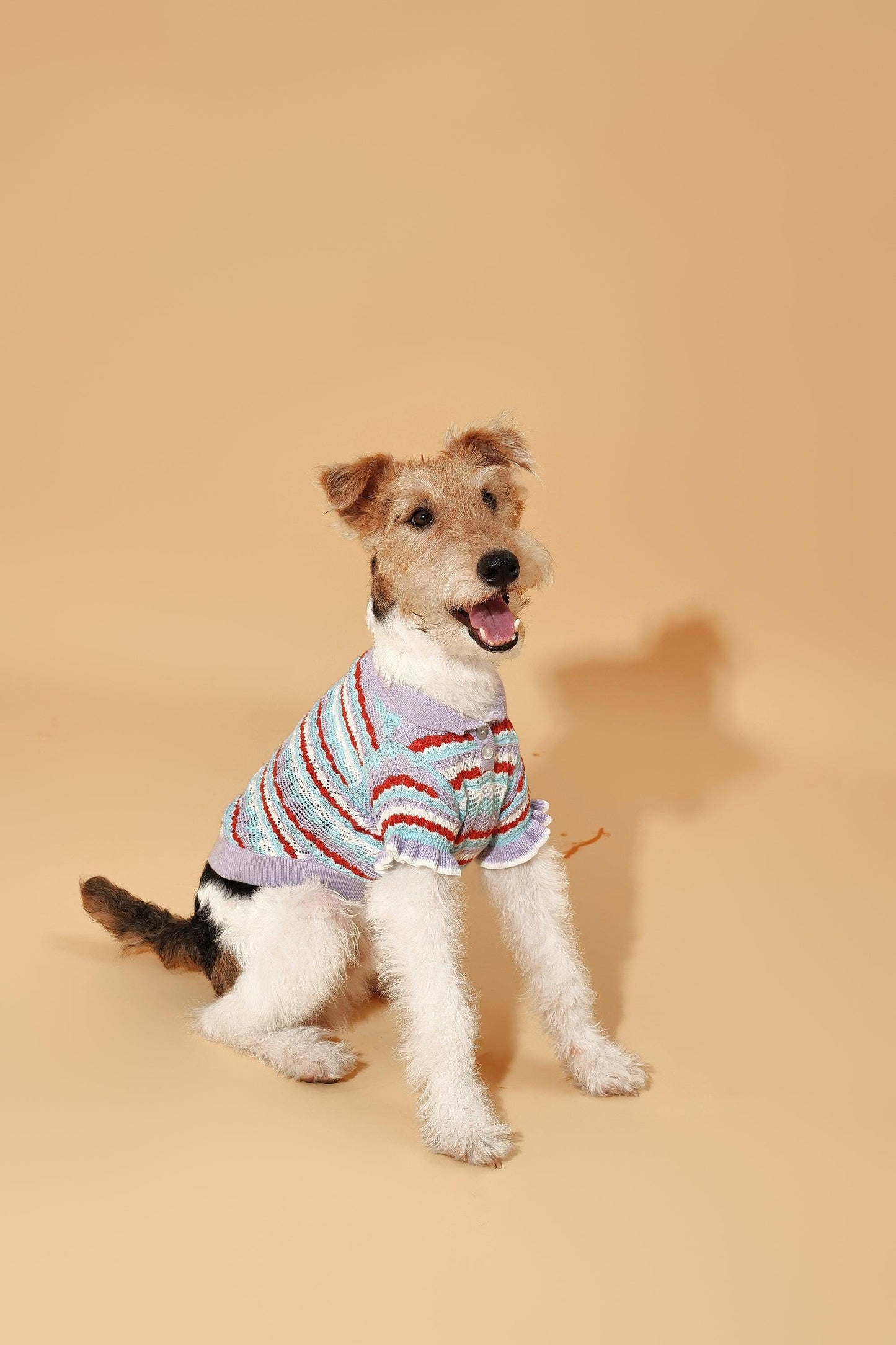 Pet & Me Spring Summer Lavender Ruffle Crochet Short Sleeve Polo Shirt - Dog Polo Shirt - BarkBarkBaby
