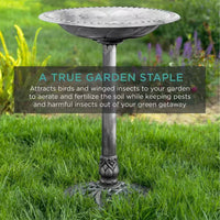 Outdoor Weather Resistant Polyresin Bird Bath in Rustic Aged