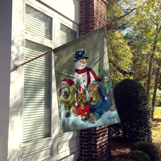 Gather your Friends Snowman with Dogs Flag Canvas House Size PJC1010CHF
