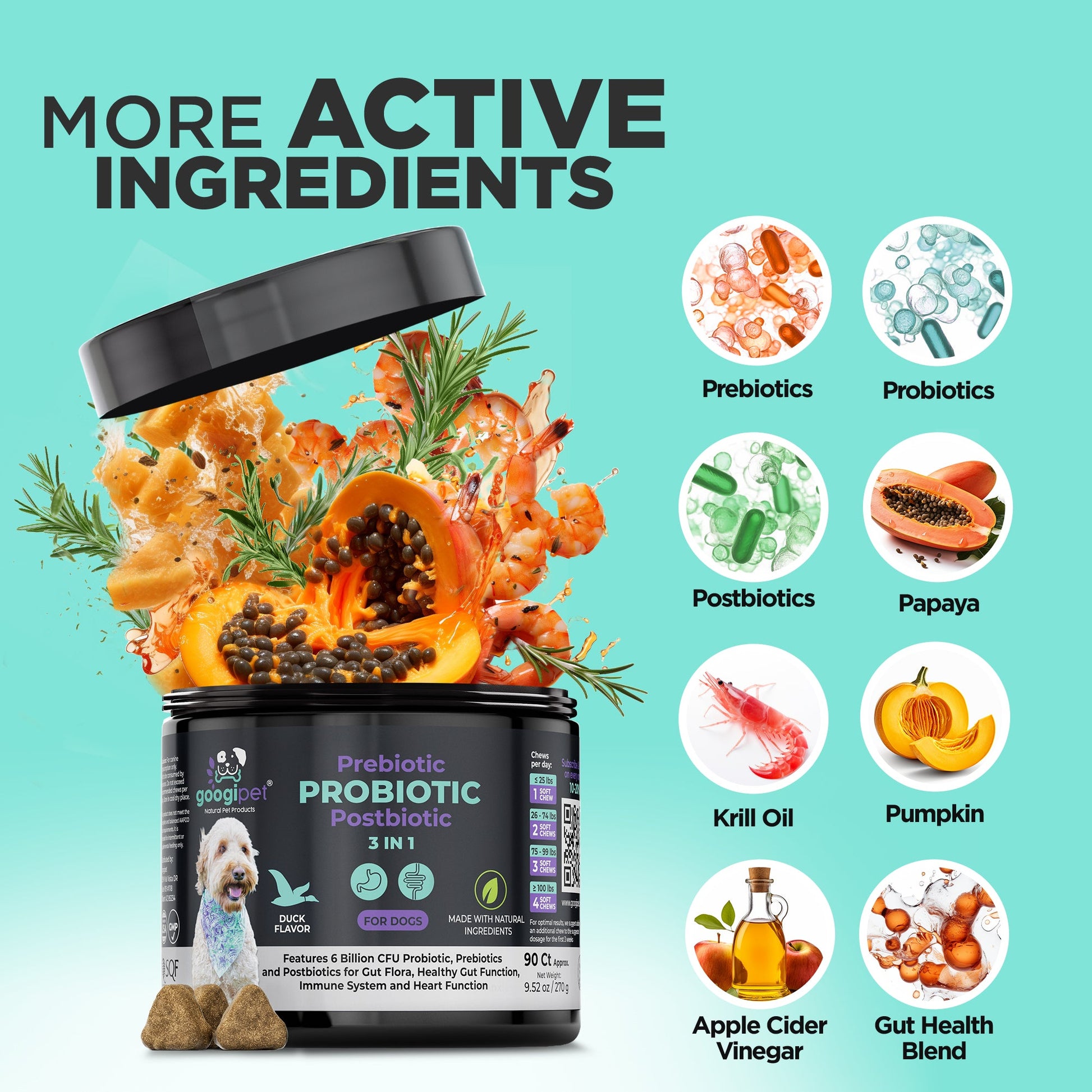 3 in 1 Probiotic Chews for Dogs - Dog Supplies - Googipet