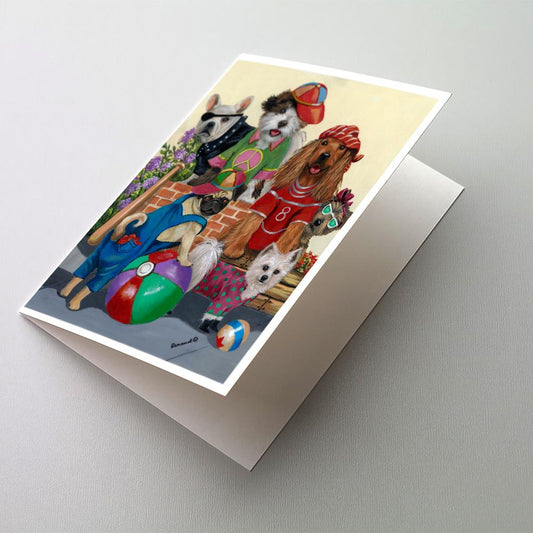 Dogs Mutli-Breed Neighborhood Greeting Cards -  Blank Note Cards – 8-Pack of Artist-Designed Cards with Envelopes