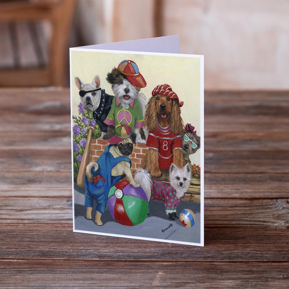 Dogs Mutli-Breed Neighborhood Greeting Cards -  Blank Note Cards – 8-Pack of Artist-Designed Cards with Envelopes