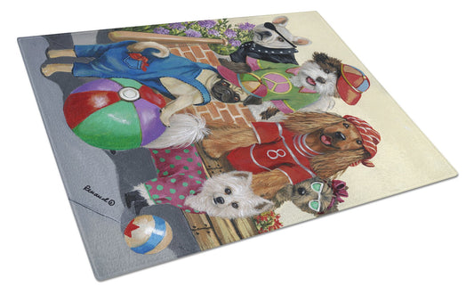 Dogs Mutli-Breed Neighborhood Glass Cutting Boards – Durable, Decorative Kitchen Art Large PPP3115LCB