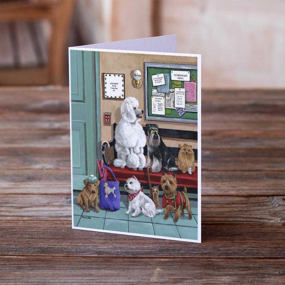 Dogs Vet Visit Greeting Cards -  Blank Note Cards – 8-Pack of Artist-Designed Cards with Envelopes