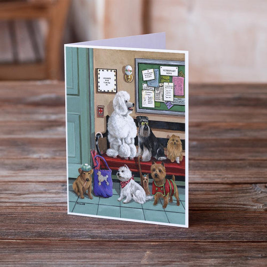Dogs Vet Visit Greeting Cards -  Blank Note Cards – 8-Pack of Artist-Designed Cards with Envelopes