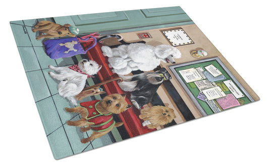 Dogs Vet Visit Glass Cutting Boards – Durable, Decorative Kitchen Art Large PPP3196LCB