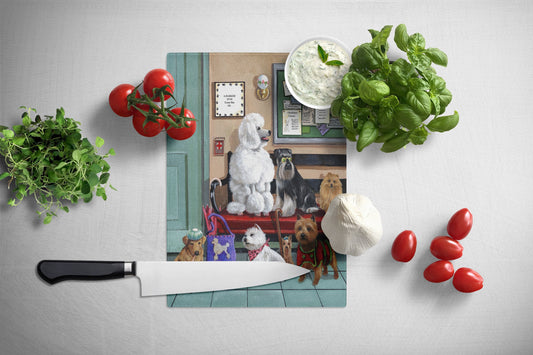 Dogs Vet Visit Glass Cutting Boards – Durable, Decorative Kitchen Art Large PPP3196LCB