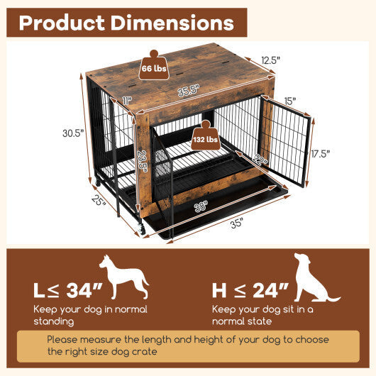 Industrial Dog Kennel with Flip-up Top 3 Lockable Doors and