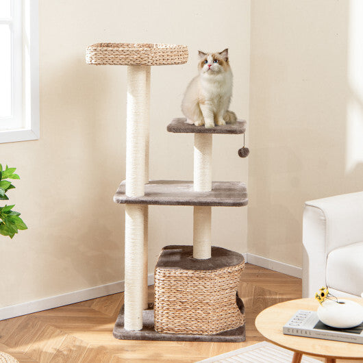 Cat Tree 4-Layer Tower with Sisal Scratching Post