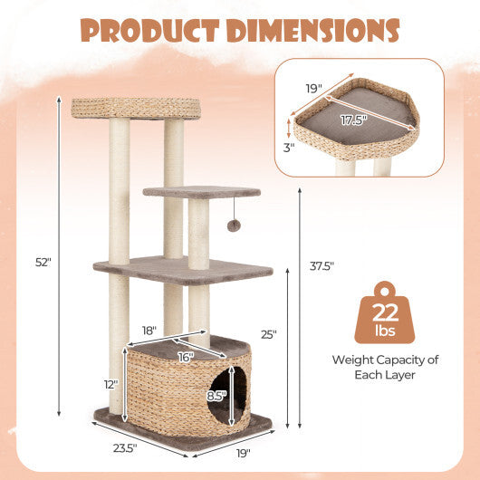 Cat Tree 4-Layer Tower with Sisal Scratching Post