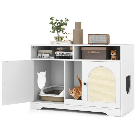 Cat Litter Box Enclosure 43in Double Hidden Cabinet
