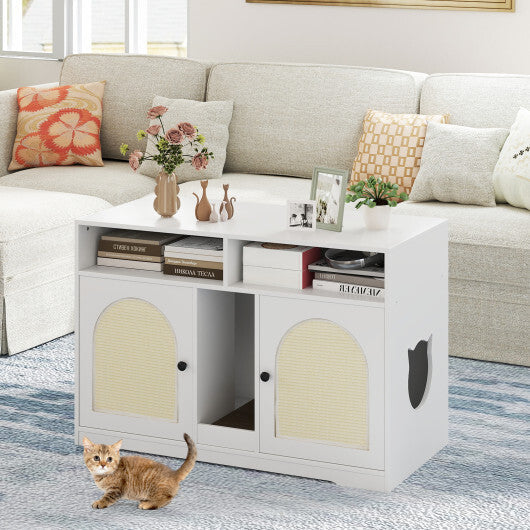 Cat Litter Box Enclosure 43in Double Hidden Cabinet