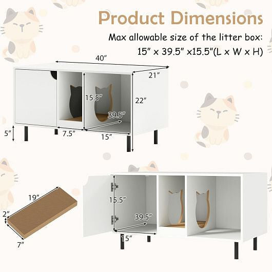 Spacious Double Cat Litter Enclosure