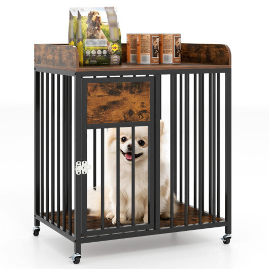 27.5in Dog Crate Furniture Wheels