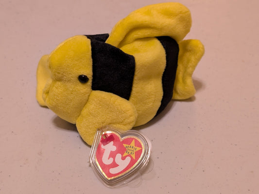 Bubbles the Fish Ty Beanie Baby Yellow Black 1995 MWMT Retired