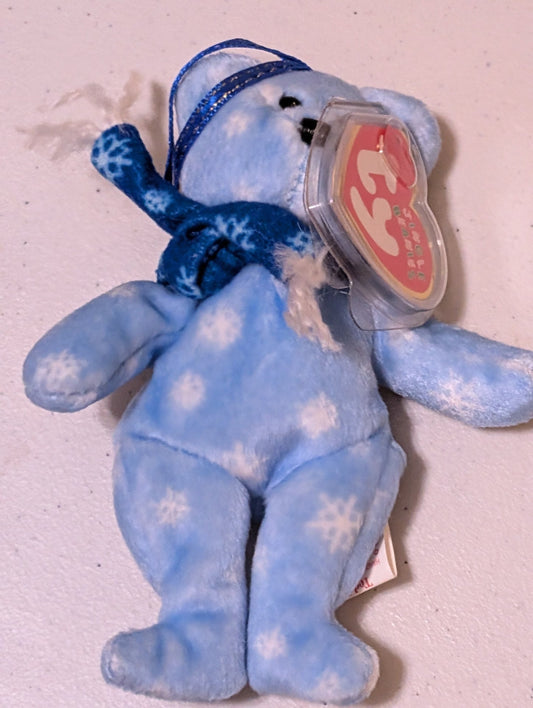 Snowdrift the Bear Ty Jingle Beanie Light Blue 2002 Retired
