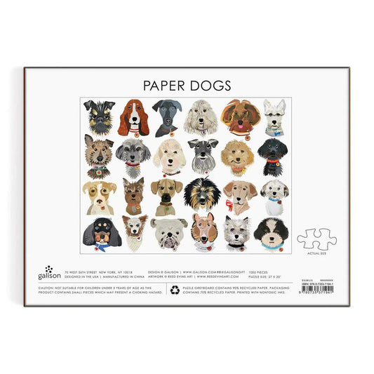 Paper Dogs 1000 Piece Jigsaw Puzzle Galison