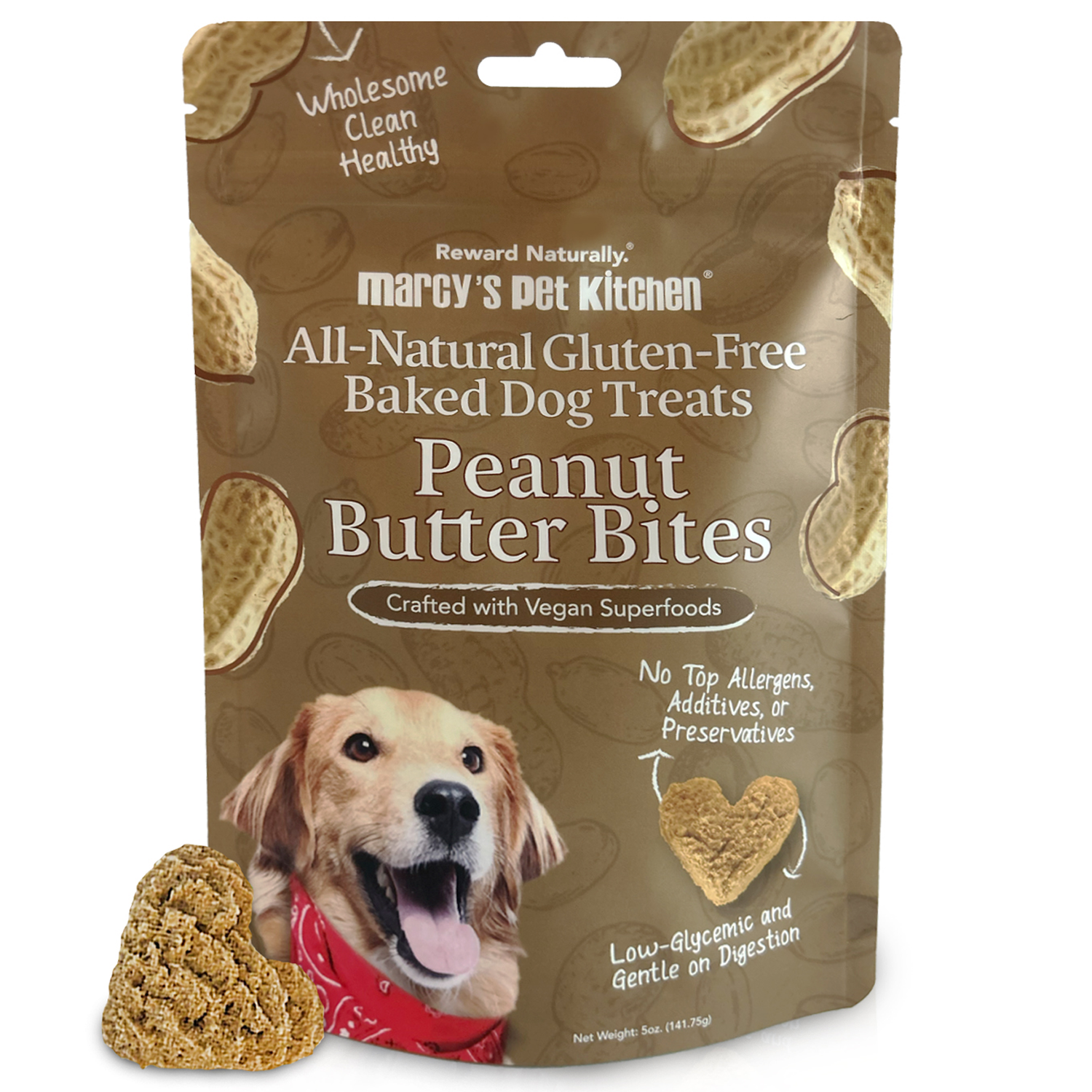 All-Natural Peanut Butter Dog Treats - Homemade-All Natural Dog Treats for Digestive Help - Gluten Free Healthy Human Grade Dog Biscuits for Sensitive Stomachs- USA Made - Purrfect Pet Kingdom